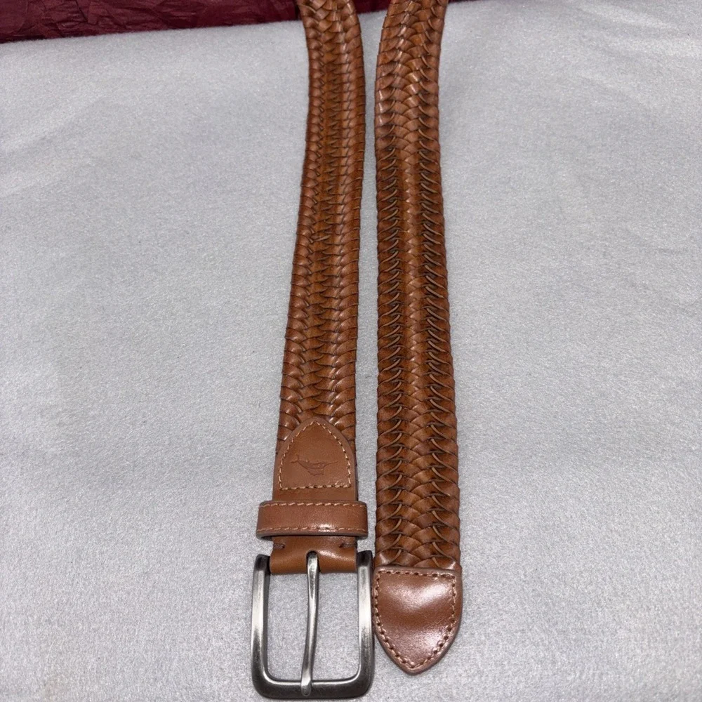 Tommy Bahama Men's Brown Braided Stretch Leather Belt XL 42-44 Woven Casual EUC
